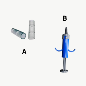 Photo of disposable syringe barrel, and best syringe. 